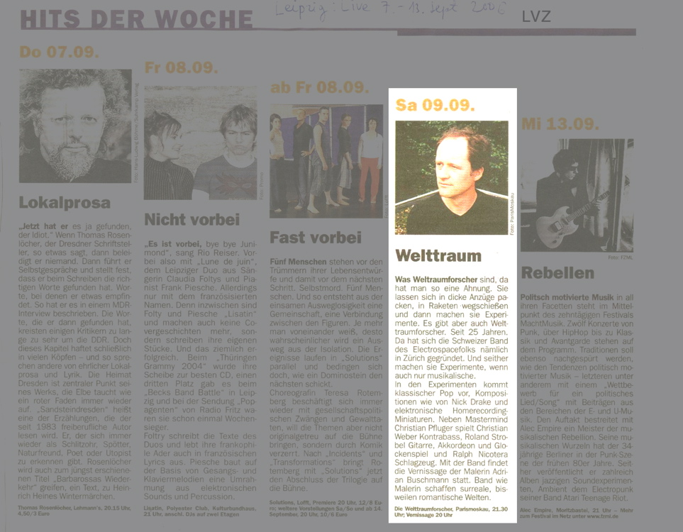 Leipziger Volkszeitung,Leipzig Live, 9.9.2006