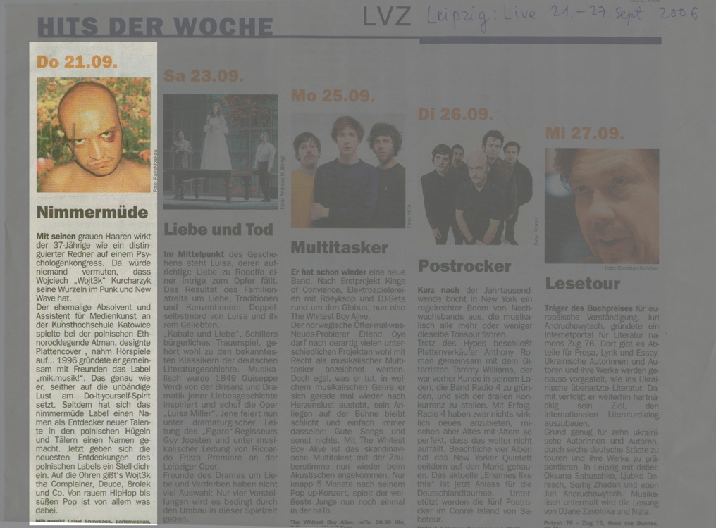 Leipziger Volkszeitung, Leipzig Live 21.9.2006